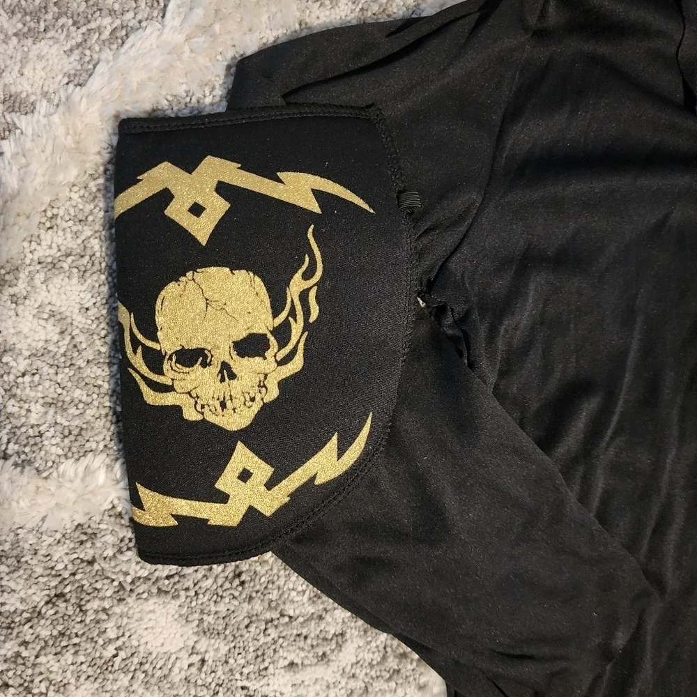 Gold Skull Ninja Warrior Halloween Costume Cosplay Child's Size 8-10 Unisex EUC